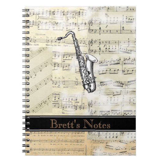 Saxophone Music Spiral Notebook Notitieboek (Voorkant)