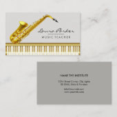 Saxophone Music Teacher Piano Keyboard Musicus Visitekaartje (Voorkant / Achterkant)