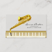 Saxophone Music Teacher Piano Keyboard Musicus Visitekaartje (Voorkant)