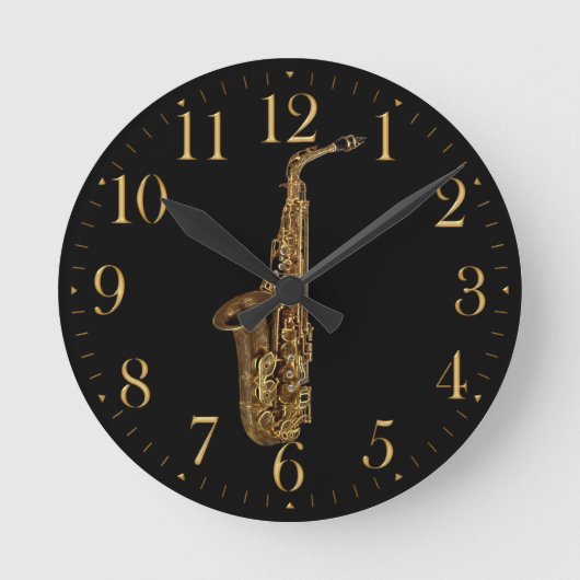 Saxophone Music Thed Wall Clock Ronde Klok (Voorkant)