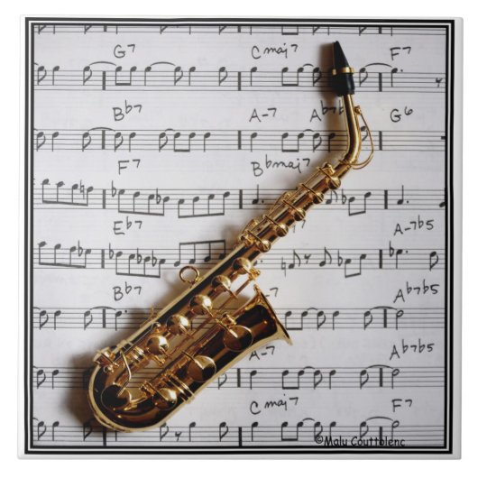 Saxophone Music Tile Tegeltje (Voorkant)