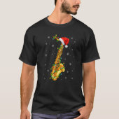 Saxophone Music Xmas verlicht kerstmis T-shirt (Voorkant)