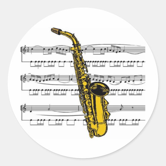 Saxophone musical 13 B Ronde Sticker (Voorkant)