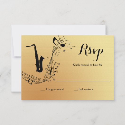 Saxophone Musical Instrument RSVP Card Kaart (Voorkant)