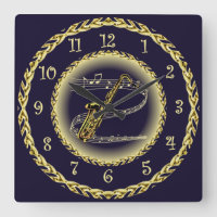Saxophone ~ Musical Scroll ~ Gold/Navy Blue ~