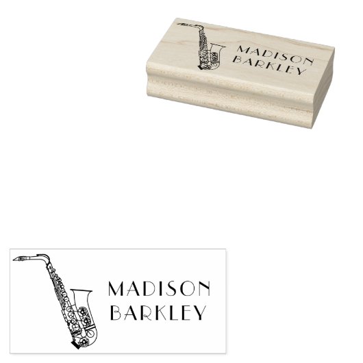 Saxophone Musician Band Teacher Rubber Stamp Rubberstempel (Gestempeld)