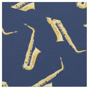 Saxophone Musician Room Decor Blue Stof