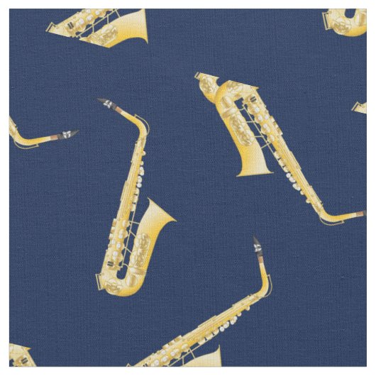 Saxophone Musician Room Decor Blue Stof (Close Up)