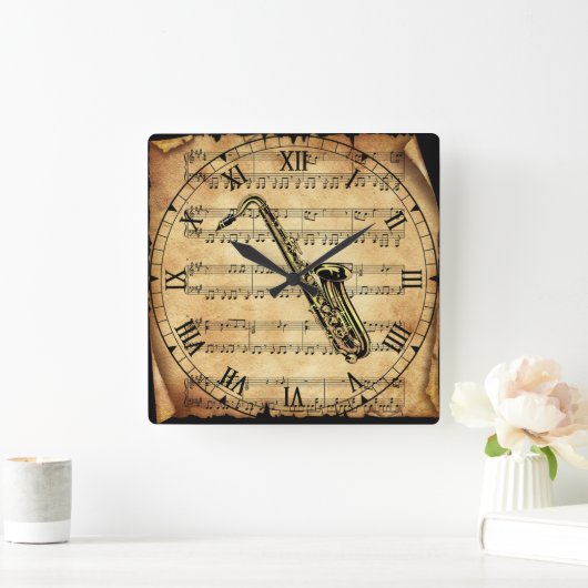 Saxophone~ — Muziekachtergrond~uniek Vierkante Klok (Huis)