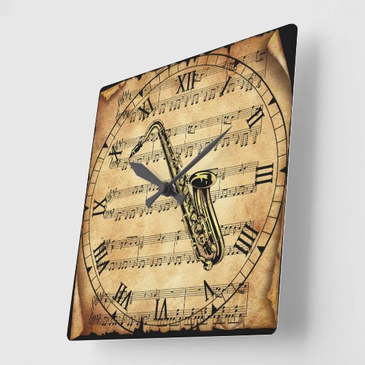 Saxophone~ — Muziekachtergrond~uniek Vierkante Klok (Hoek)