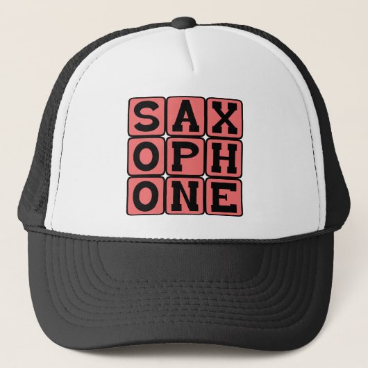 Saxophone, muziekinstrument trucker pet (Voorkant)