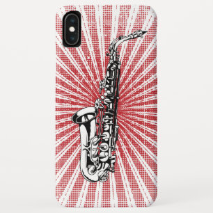 Saxophone op Grunge Red Sunburst iPhone XS Max Hoesje