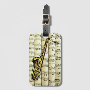 Saxophone op rolplaat muziek ~ bagagelabel