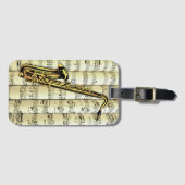 Saxophone op rolplaat muziek ~ bagagelabel (Voorkant (horizontaal))