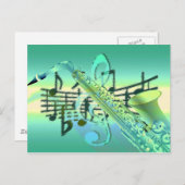 Saxophone Pastel Abstract Design Briefkaart (Voorkant / Achterkant)