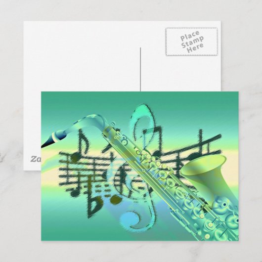 Saxophone Pastel Abstract Design Briefkaart (Voorkant / Achterkant)