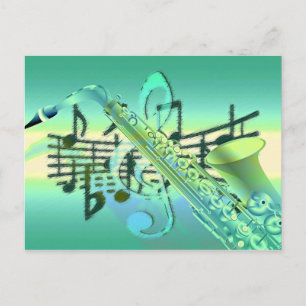 Saxophone Pastel Abstract Design Briefkaart