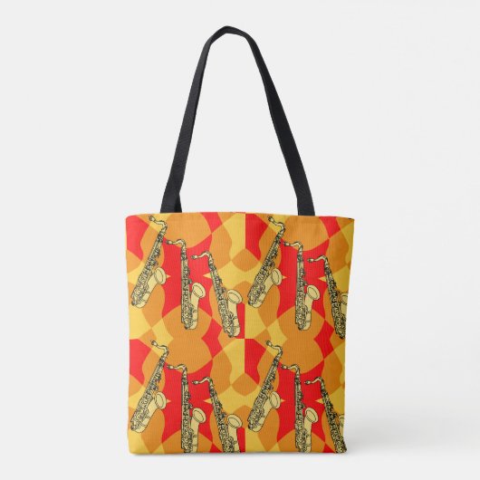 Saxophone Pattern Canvas tas (Achterkant)