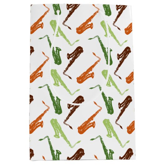 Saxophone Pattern Medium Cadeauzakje (Voorkant)