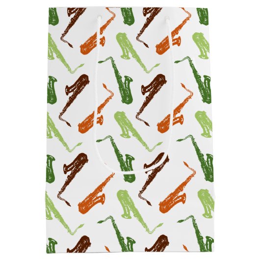 Saxophone Pattern Medium Cadeauzakje (Achterkant)