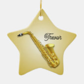 Saxophone Personalized Star kerstversiering Keramisch Ornament (Voorkant)