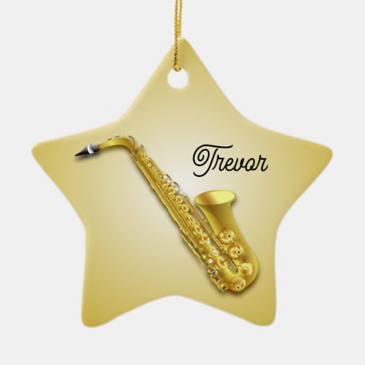 Saxophone Personalized Star kerstversiering Keramisch Ornament (Voorkant)