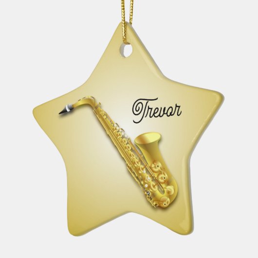 Saxophone Personalized Star kerstversiering Keramisch Ornament (Links)