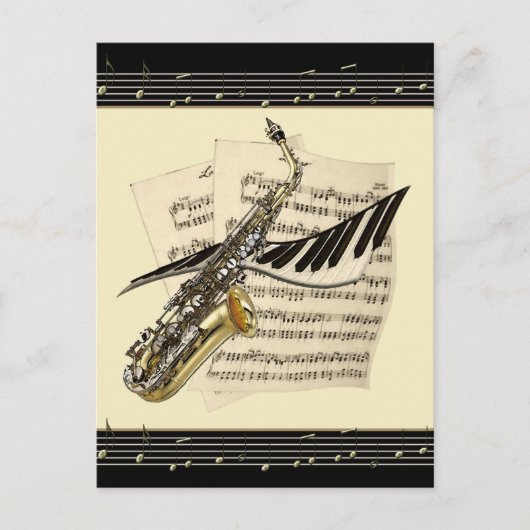 Saxophone & Piano Music Briefkaart (Voorkant)