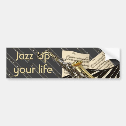 Saxophone & Piano Music Bumpersticker (Voorkant)