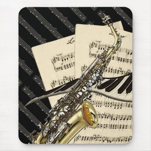 Saxophone & Piano Music Design Muismat (Voorkant)