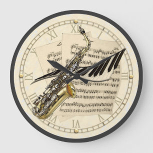 Saxophone & Piano Music Design Wall Clock Grote Klok