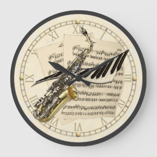 Saxophone & Piano Music Design Wall Clock Grote Klok