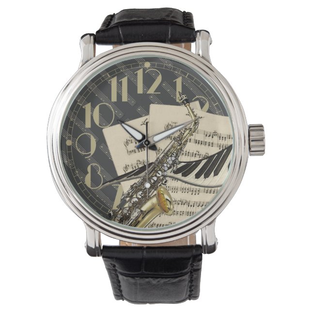 Saxophone & Piano Music Horloge (Voorkant)