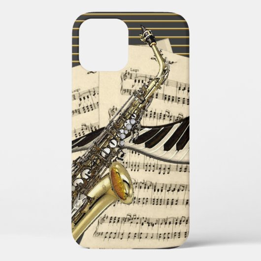 Saxophone & Piano Music Illustration Case-Mate iPhone Case (Achterkant)
