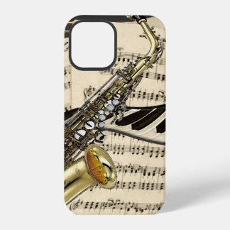 Saxophone & Piano Music Illustration iPhone 12 Pro Hoesje