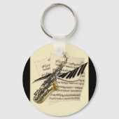 Saxophone & Piano Music Keyring Sleutelhanger (Voorkant)