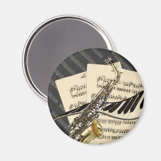 Saxophone & Piano Music Magneet (Voorkant / Achterkant)