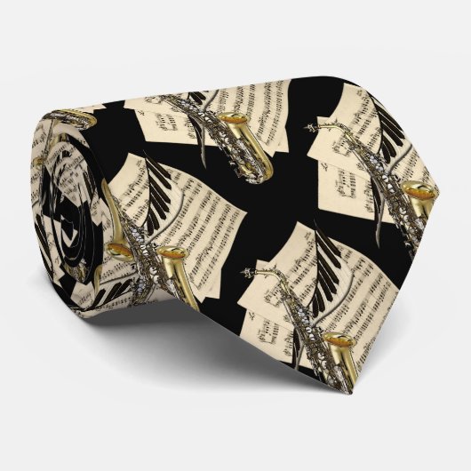 Saxophone & Piano Music Stropdas (Opgerold)