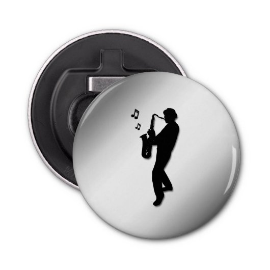 Saxophone Player Button Flesopener (Voorkant)