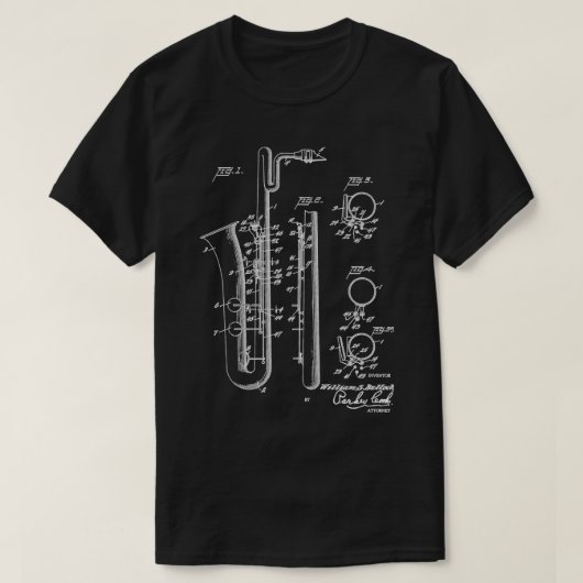 Saxophone Player Cool Patent Style Bari Sax T-shirt (Design voorkant)