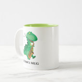 Saxophone Player Dinosaur Tweekleurige Koffiemok (Voorkant links)