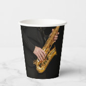 Saxophone Player geeft Saxophonist jazz af Papieren Bekers (Voorkant)