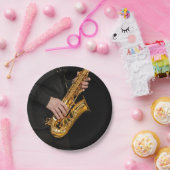 Saxophone Player geeft Saxophonist jazz af Papieren Bordje (Feest)
