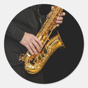 Saxophone Player geeft Saxophonist jazz af Ronde Sticker
