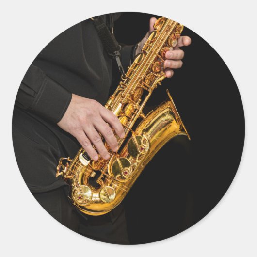 Saxophone Player geeft Saxophonist jazz af Ronde Sticker (Voorkant)