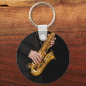 Saxophone Player geeft Saxophonist jazz af Sleutelhanger (Voorkant)