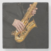 Saxophone Player geeft Saxophonist jazz af Stenen Onderzetter (Voorkant)