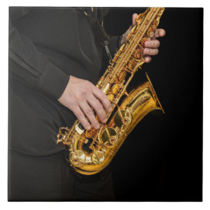 Saxophone Player geeft Saxophonist jazz af  Tegeltje