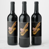 Saxophone Player geeft Saxophonist jazz af Wijn Etiket (Flessen)