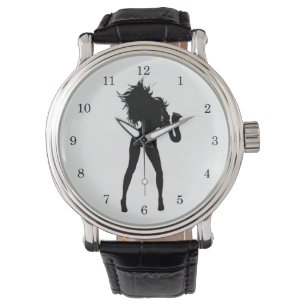 Saxophone Player Girl Jazz Music Watch Gift Horloge
